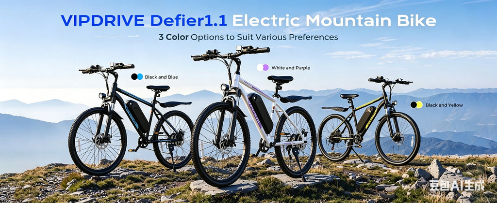 VIPDRIVE Defier 1.1 Adult Electric Bike, 750W Peak Motor, Electric Road Bicycle, 48V 7.8Ah Fatbike, 26", 20MPH Mountain Ebike