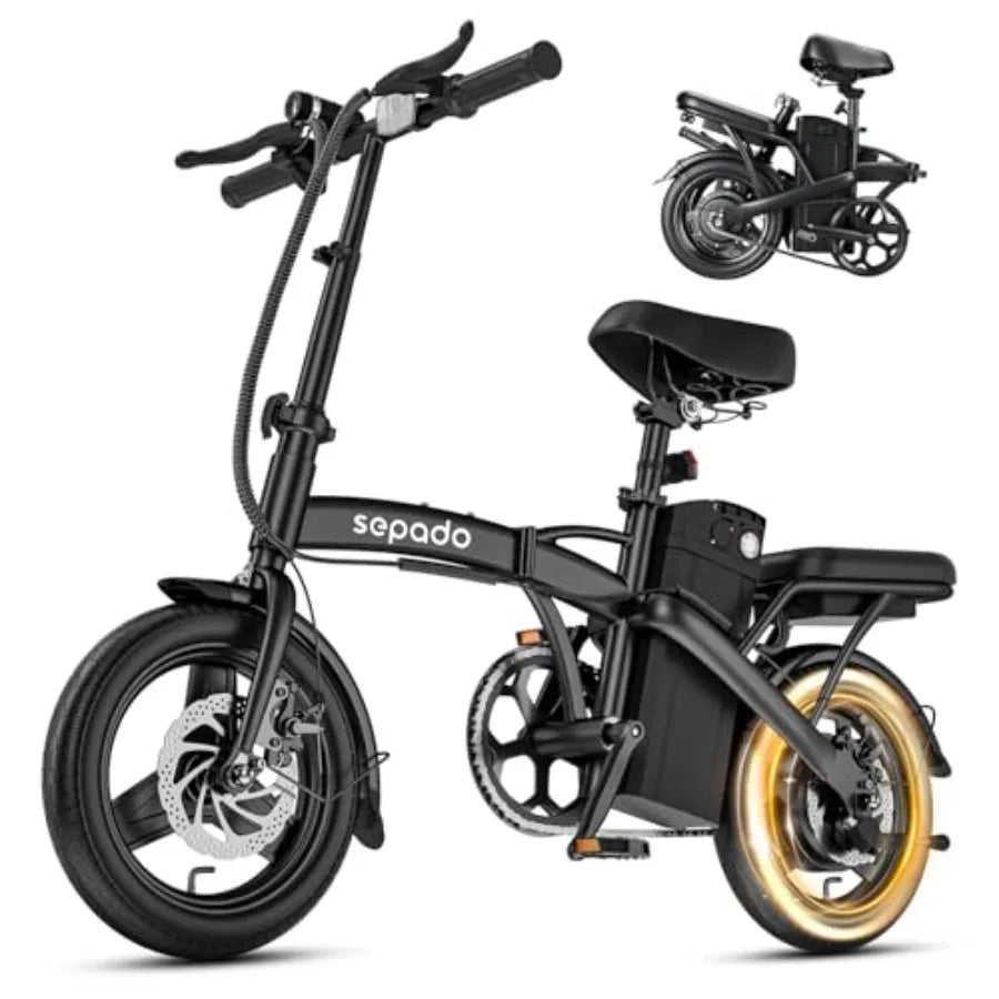 Folding Electric Bike for Adults: 750W Peak Motor, 20mph Speed, 36V 10.4Ah Battery, 20-40 Miles Range, 14'' Foldable Ebike for