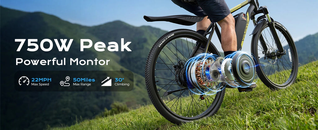 VIPDRIVE Defier 1.1 Adult Electric Bike, 750W Peak Motor, Electric Road Bicycle, 48V 7.8Ah Fatbike, 26", 20MPH Mountain Ebike