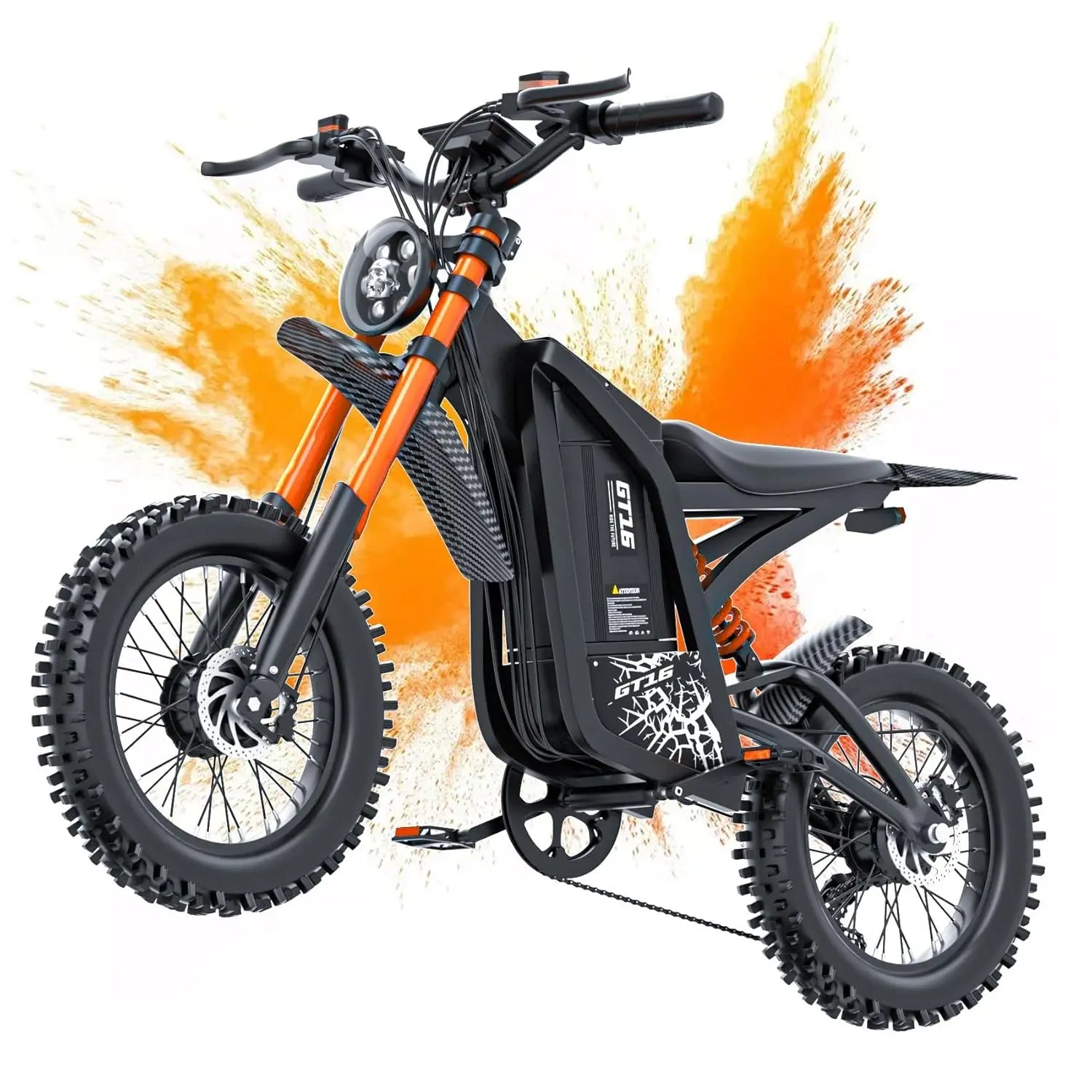 4500W 40MPH Electric Dirt Bike 48V 25Ah 100Mi 5PAS Hydraulic Brake Full Suspension 16in Off Road Adult,Custom