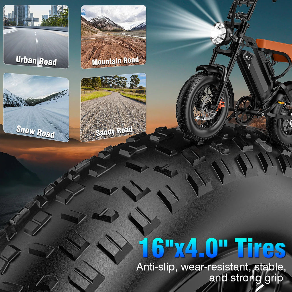 TREEOSOR 1 Year Warranty Adult Electric Bike 1000W Peak Motor Maximum Speed of 28 MPH, Electric Mountain Bike,E bike UL 2849