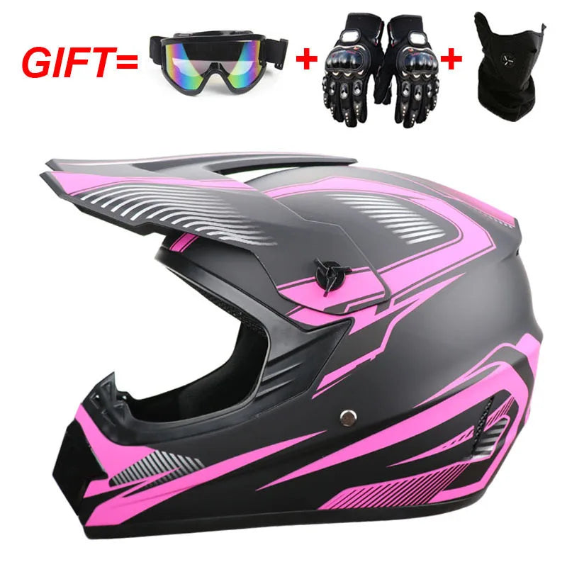 Motorcycle Youth Kids Child full Helmet Children Helmets Motocross Casco Moto Off-road Goggles Gloves Protective Cycling Casque
