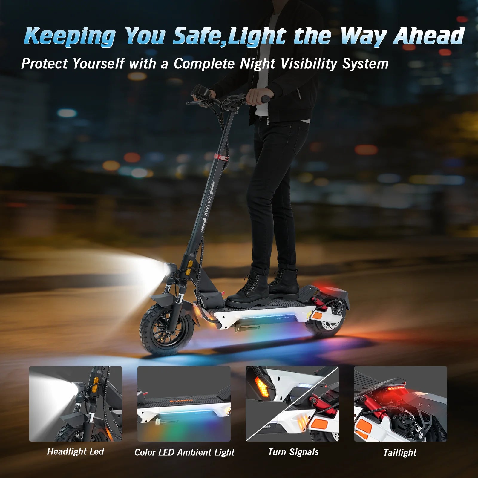 Electric Scooter for Adults, 2000W Motor, 48V 20.8Ah Battery, 40 Miles Range, Dual Disc Brakes, 10" Tires, Foldable